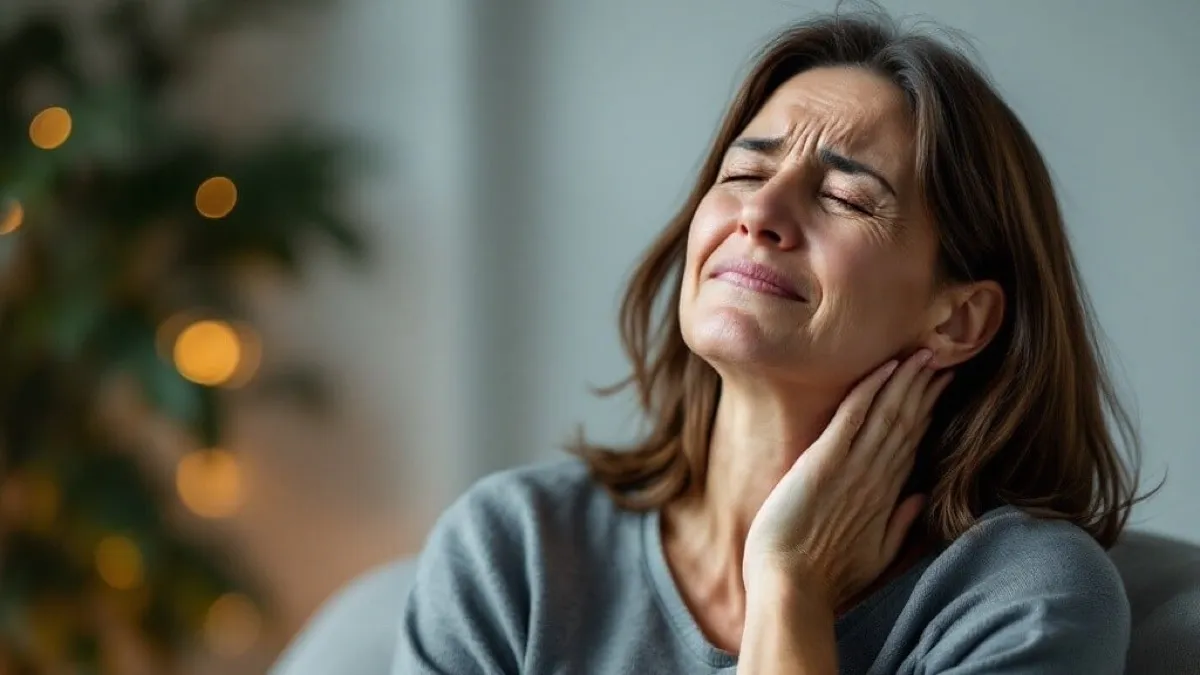 Patient with neck pain and discomfort before whiplash treatment at Neu Life Chiropractic in Tomball, TX